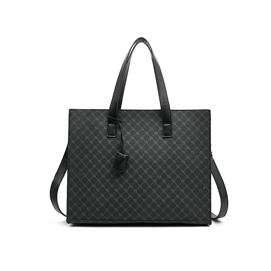 LAORENTOU Synthetic Leather Crossbody Bag Men's Black Checkerboard