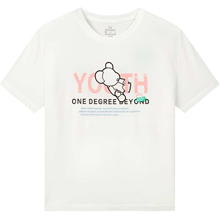 361° T Shirts Women's Feather White Crew Neck Thin Straight Fit