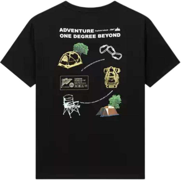 361° T Shirts Men's Super Black Crew Neck Moderate Straight Fit