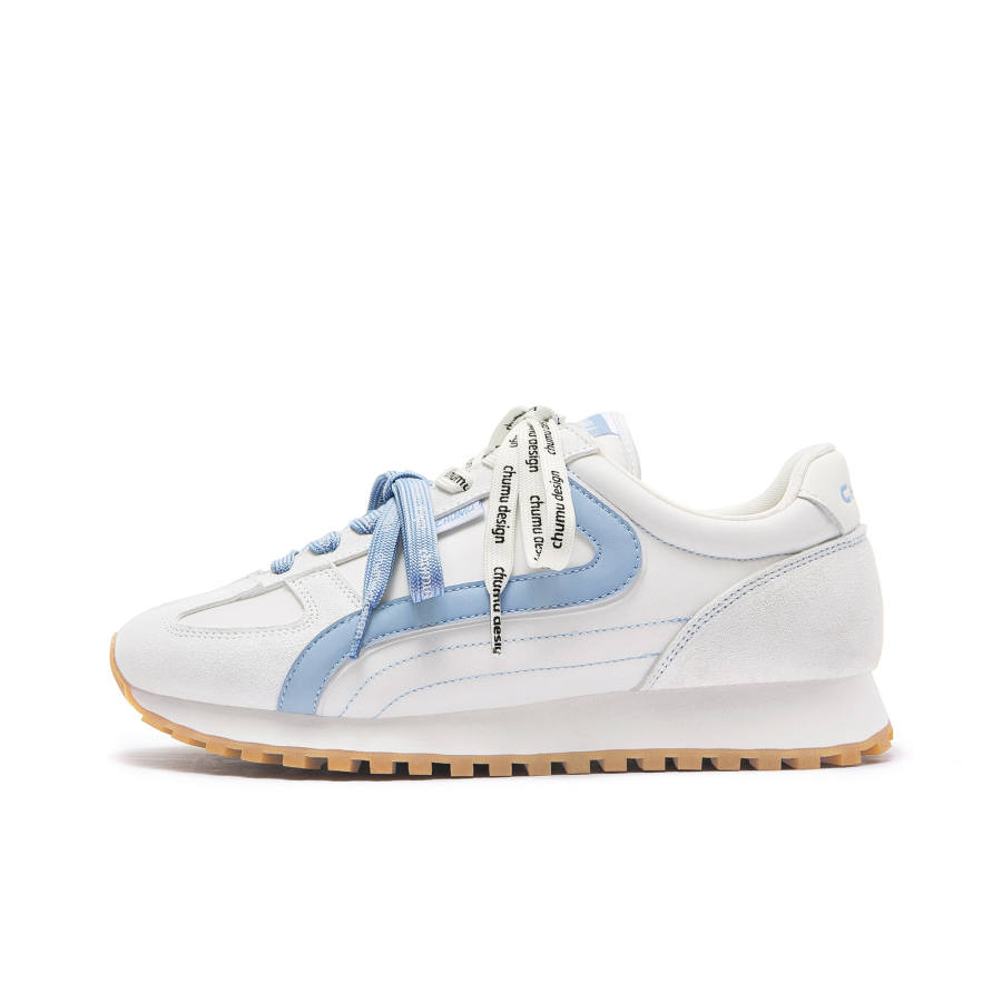 CHUMU Cushioning Abrasion Resistant Breathable Low top Casual Shoes Unisex White Blue