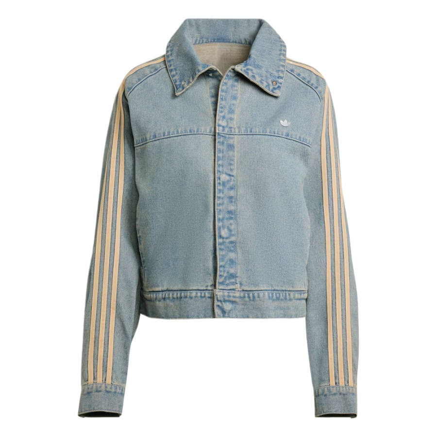 Adidas Originals stripe-detail logo-plaque denim jacket