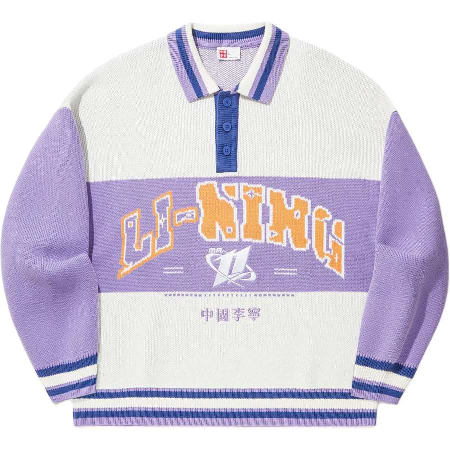 Li-Ning Li Ning Knitwear Unisex Ecru Bellflower Purple Shadow Purple Blue