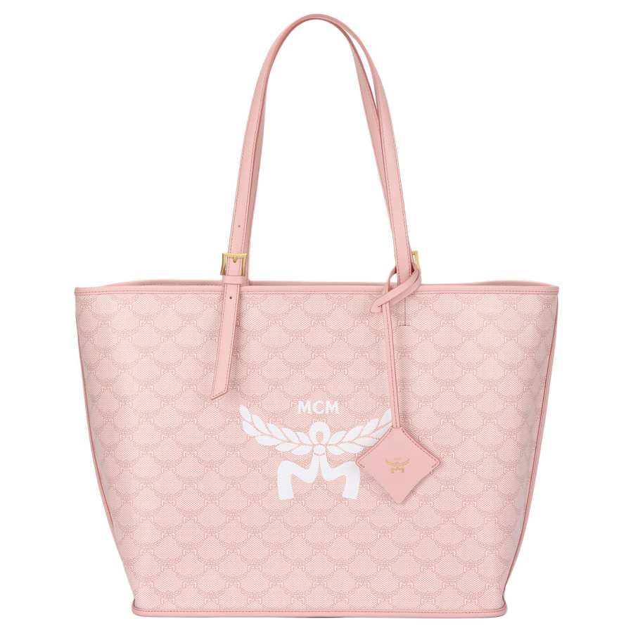 MCM Himmel Coated Canvas With Leather Handbag, Shoulder Bag Women's Pink