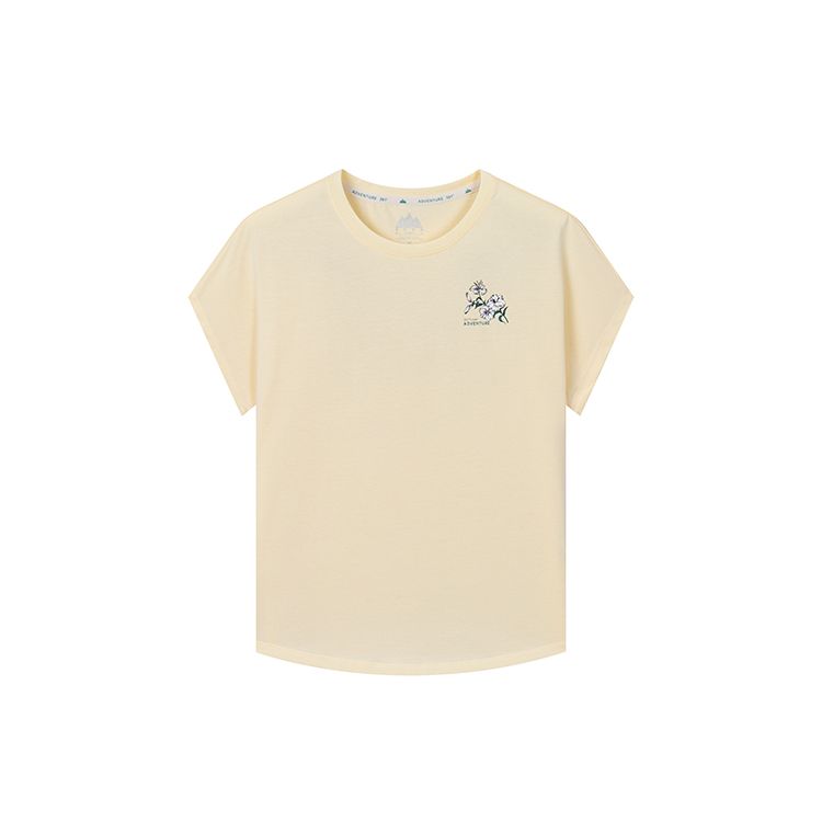 361° T Shirts Women's Sweet Pink Yellow Crew Neck Moderate Straight Fit