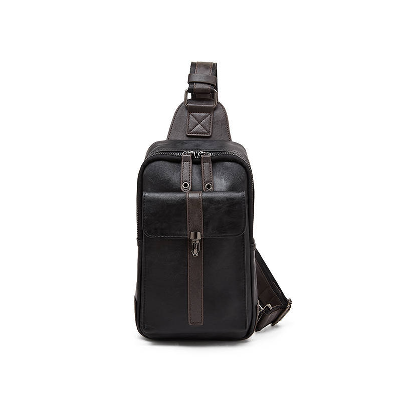 LAORENTOU Synthetic Leather Sling Bag Men's Black
