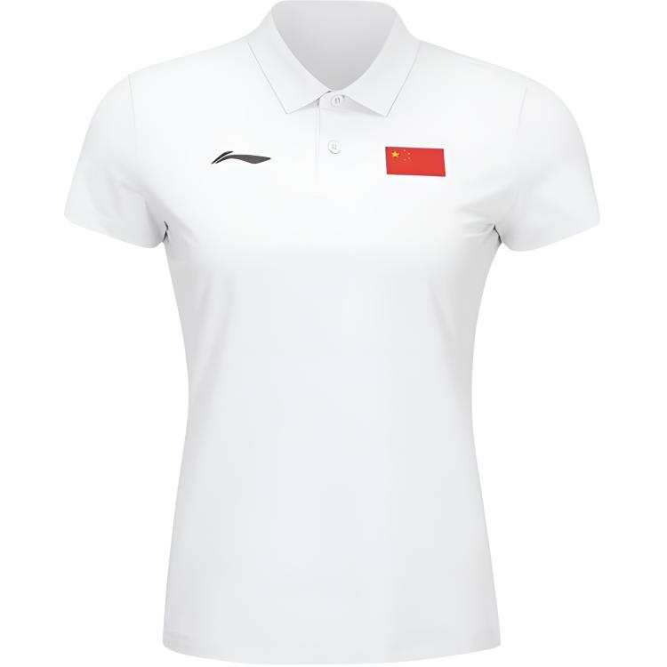 Li-Ning Li Ning Polo Shirts Women's Standard White Polo Collar Moderate Straight Fit