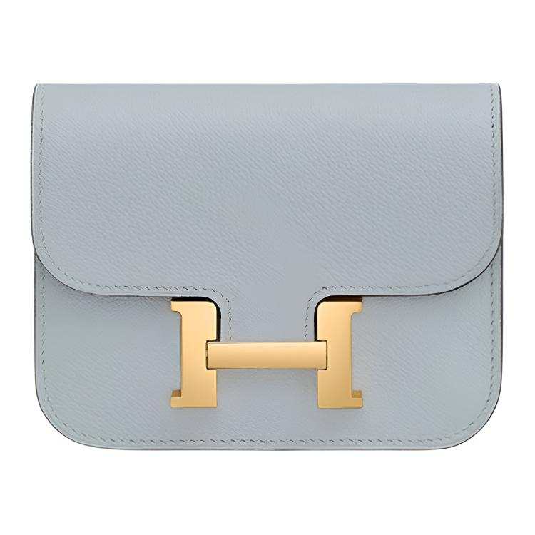 HERMES Constance Slim Gold tone Lock Evercolor Calfskin Fanny Pack Regular Women's Glacier Blue