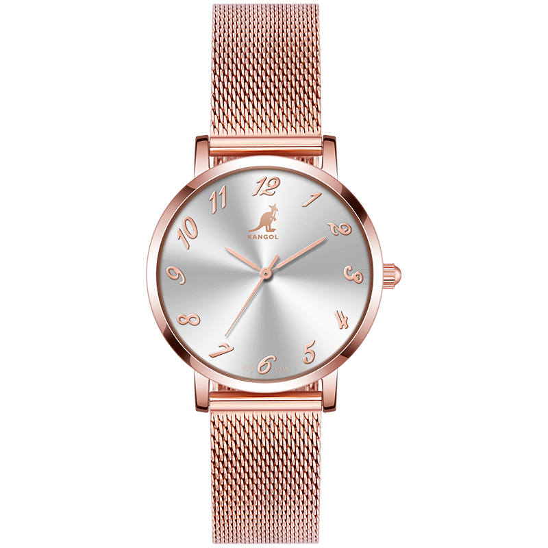 KANGOL Wrist Watches Quartz Movement Stainless Steel Watchband White Dial Women's Watch