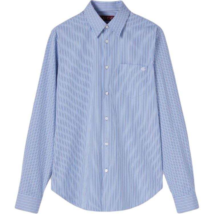 GUCCI Shirts Men's Blue Lapel Moderate
