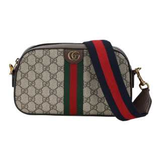 GUCCI Ophidia Canvas With Leather Crossbody Bag, Shoulder Bag Small Women's Brown & Ebony