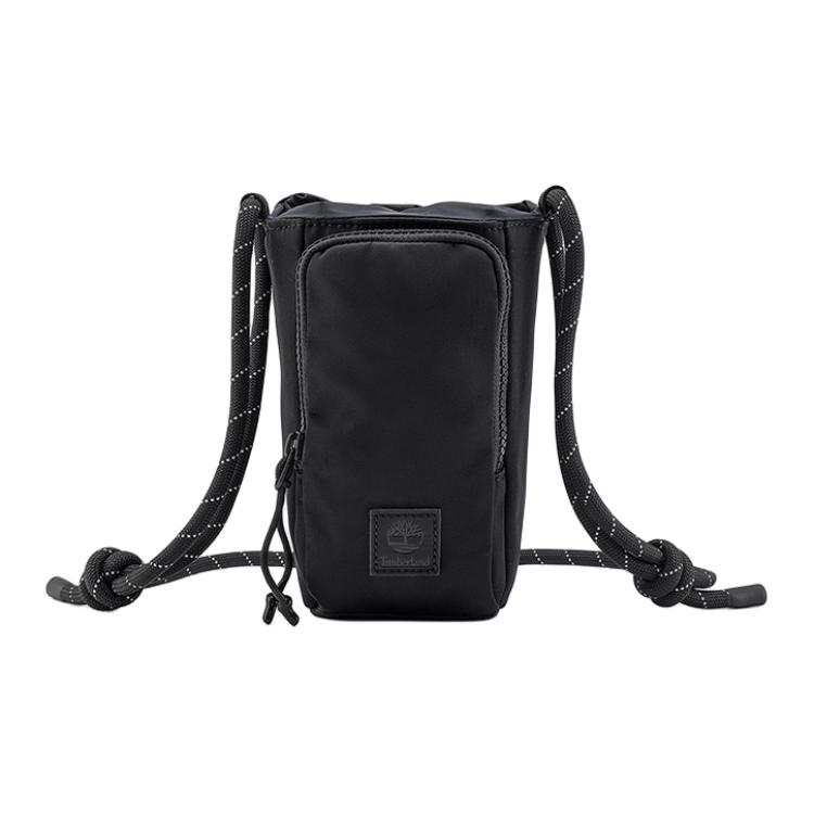 Timberland Logo Design Shoulder Bag, Crossbody Bag Unisex Black