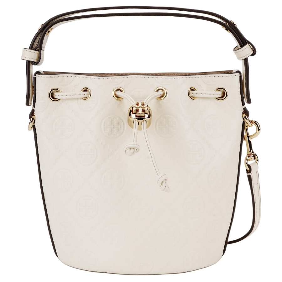TORY BURCH T Monogram Cow Leather One Shoulder Handbag Mini Women's Light Cream