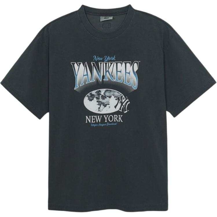 MLB Preppy Style Collection New York Yankees SS25 T Shirt Unisex Charcoal Gray