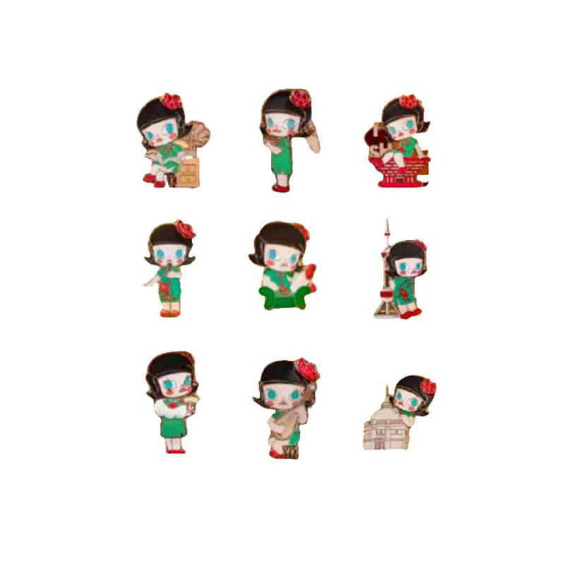 POP MART Molly Shanghai Splendor Collection Badge Mystery Boxes Single Mystery Box/Full Box 9 Pcs