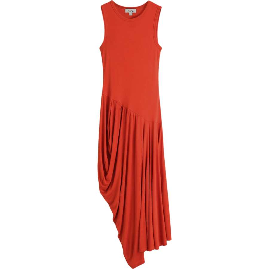 COS Sleeveless Dresses Women's Orange Red Crew Neck Moderate Mid Length