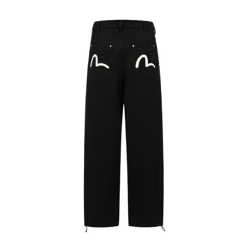 EVISU Casual Pants Men's Black Moderate Sweatpants