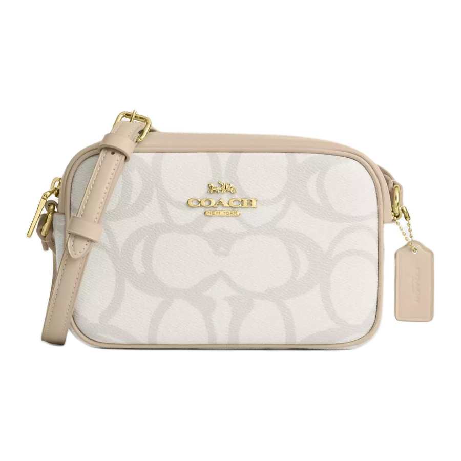 COACH Jamie Signature Coated Canvas Camera Bag, Crossbody Bag, Shoulder Bag Small Women's Cream White