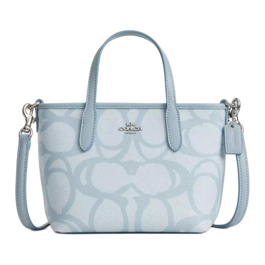 COACH City Coated Canvas Tote Bag, Shopping Bag, Shoulder Bag, Handbag Mini Women's Ice Blue