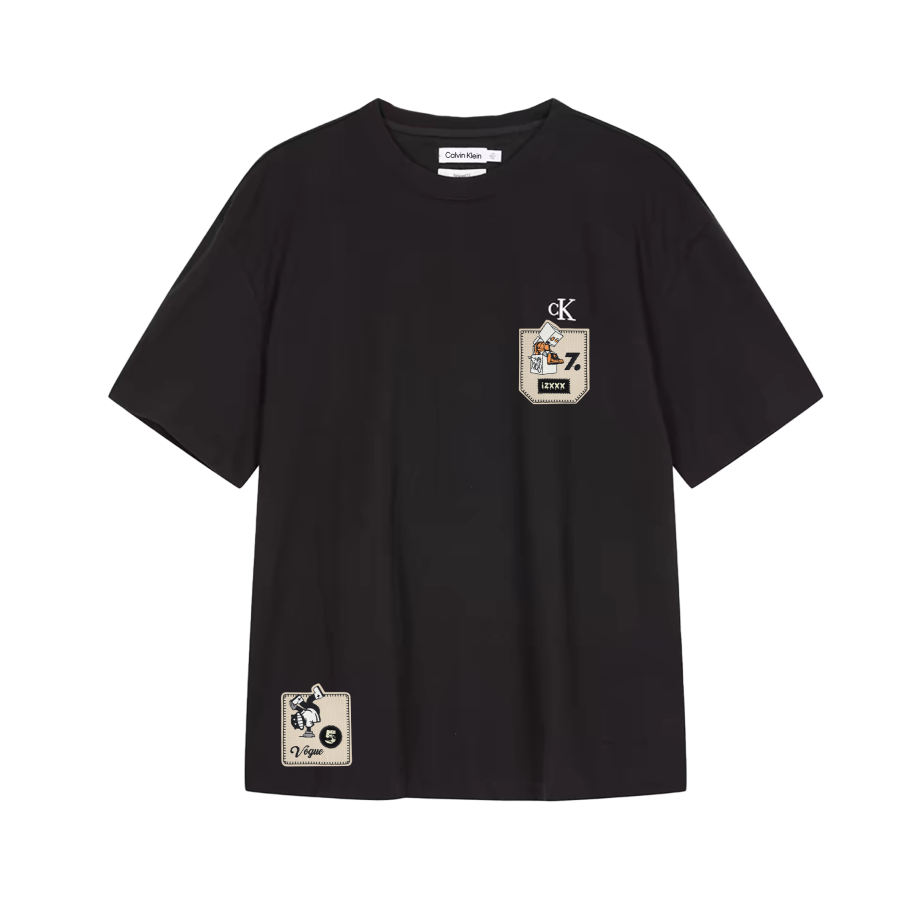 Calvin Klein T Shirts Unisex Black Crew Neck Moderate Straight Fit