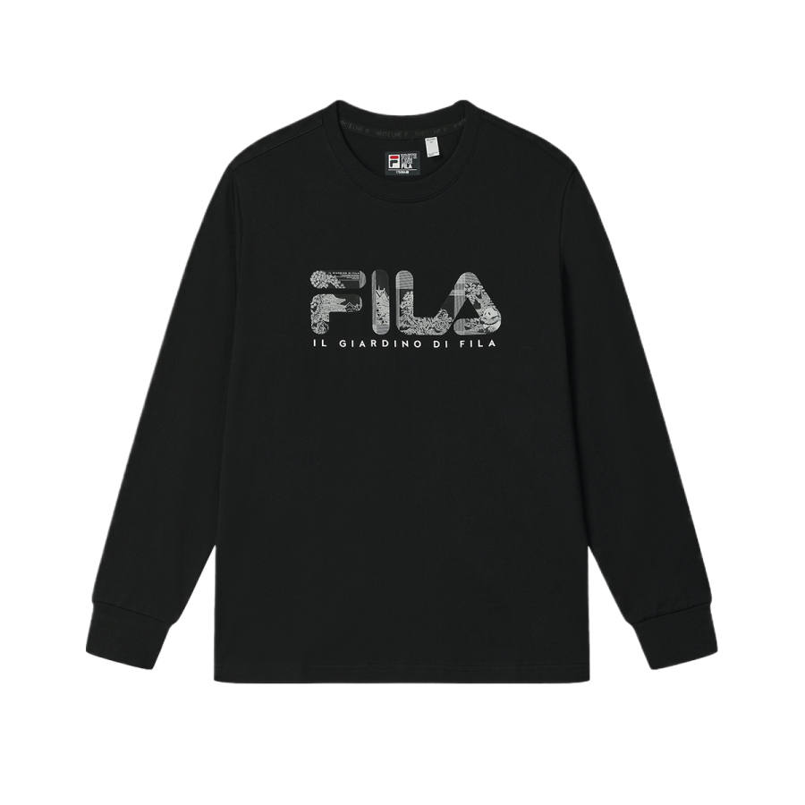 FILA Heritage T Shirts Men's Black Crew Neck Moderate Straight Fit