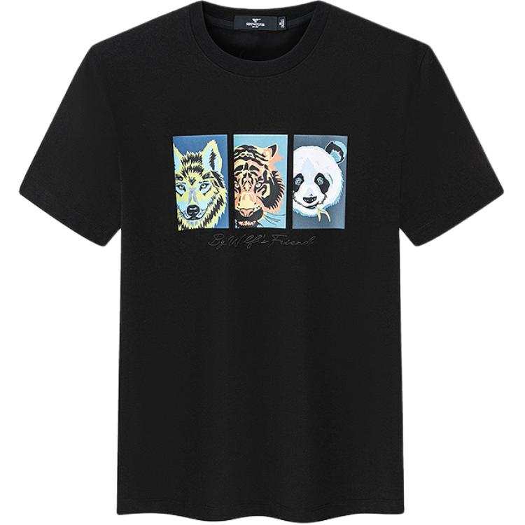 SEPTWOLVES SEPTWOLVES T Shirts Men's Black Crew Neck Moderate