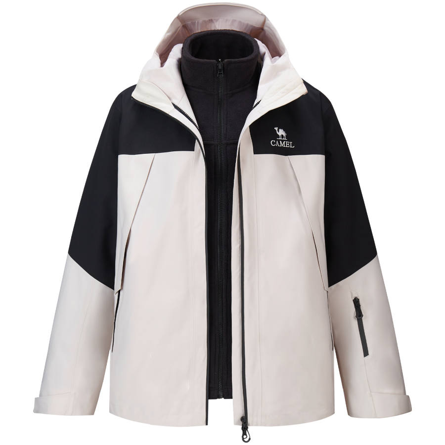 CAMEL Waterproof, Oil Stain Resistant, Windproof, Abrasion Resistant Polar Fleece Liner 3 in 1 Windbreaker Jacket Men's