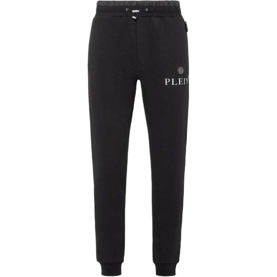PHILIPP PLEIN Knitted Sweatpants Men's Black Moderate Cuffed Pants