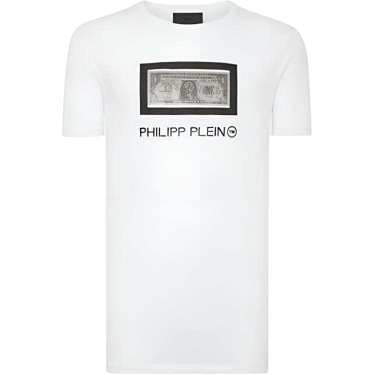 PHILIPP PLEIN T Shirts Men's White Crew Neck Moderate Straight Fit