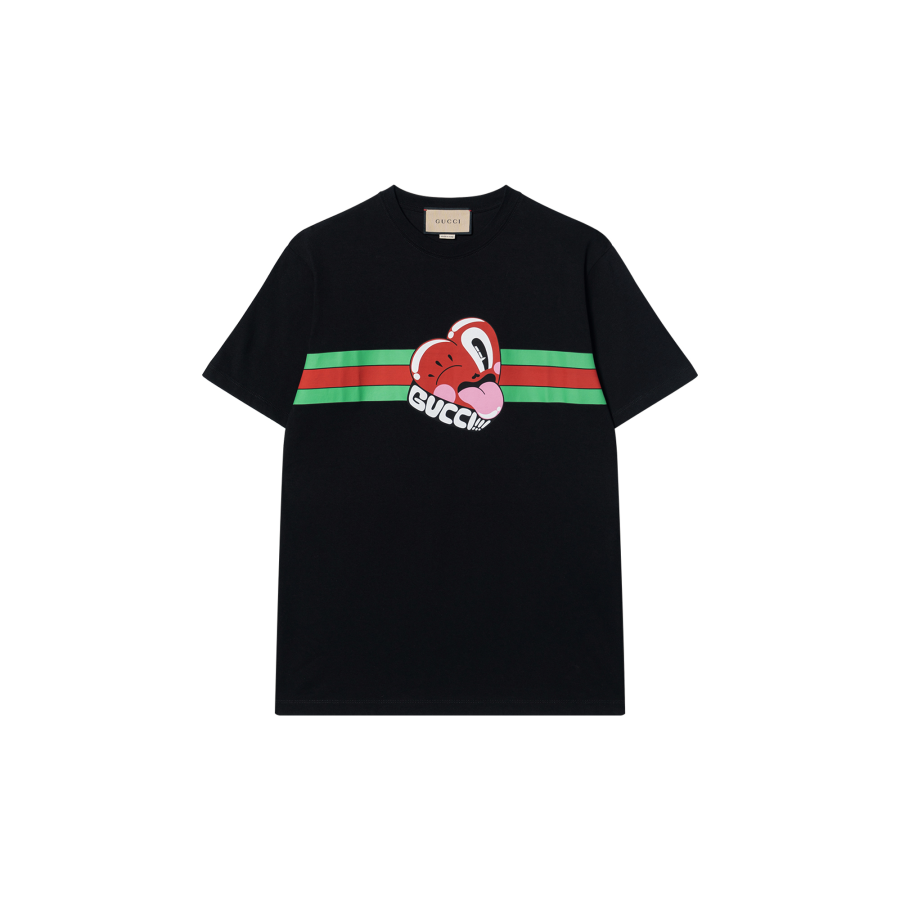 GUCCI T Shirts Men's Black Crew Neck Moderate Straight Fit