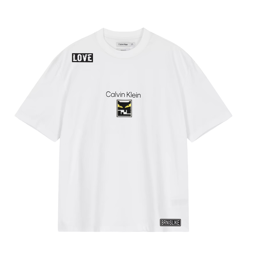 Calvin Klein T Shirts Unisex White Crew Neck Moderate Straight Fit