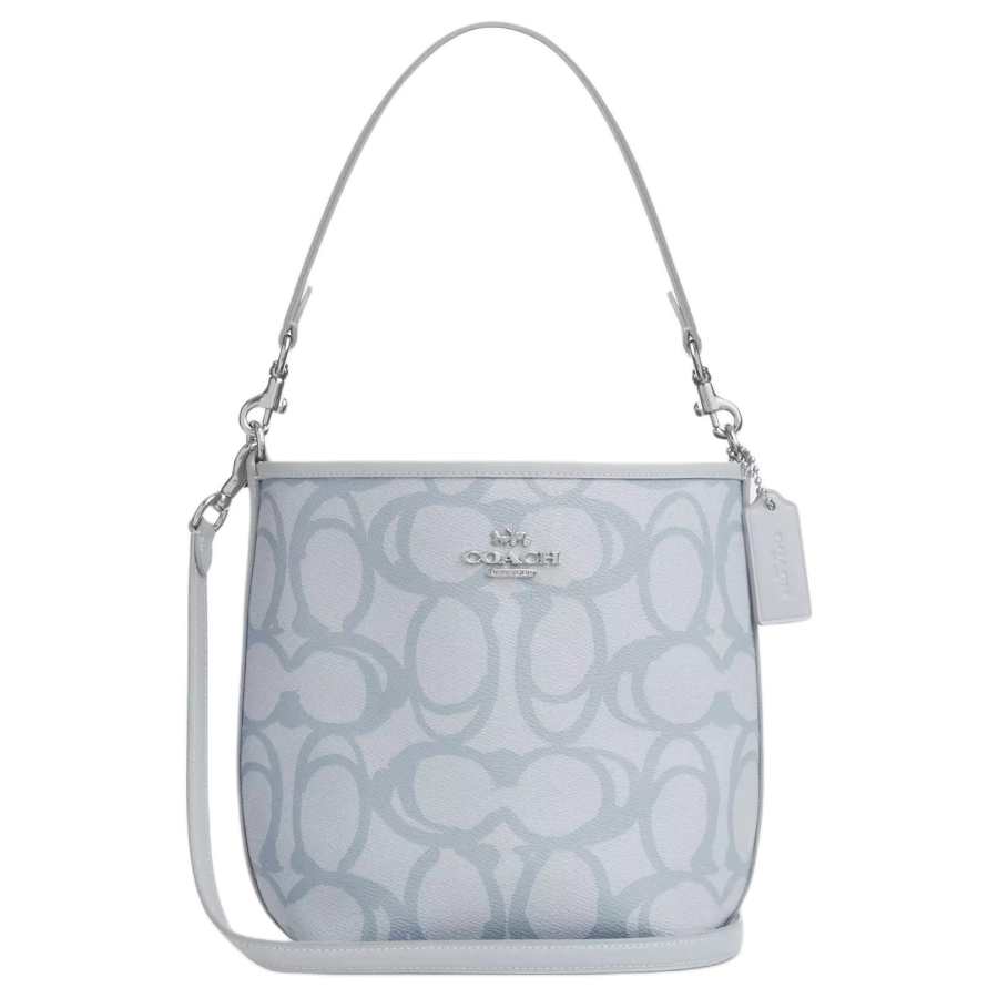 COACH City Bucket Coated Canvas Bucket Bag, Shoulder Bag Small Women's Ice Blue