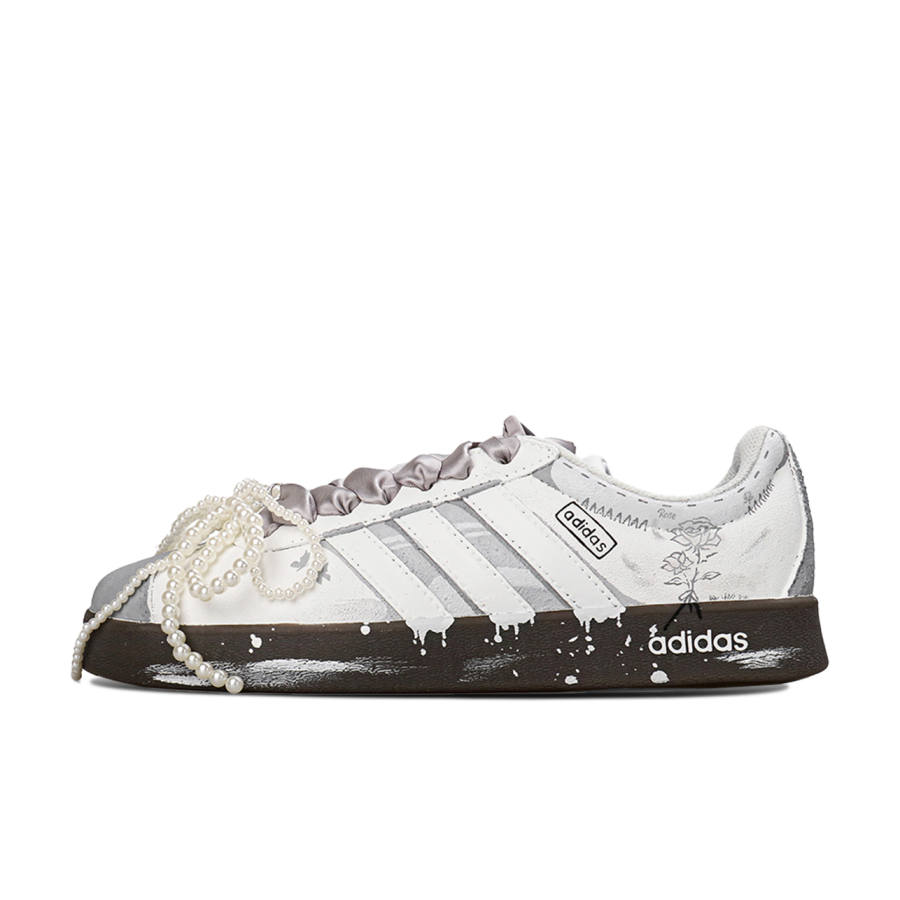 Adidas Adidas VL COURT 2.0 Lifestyle Rose Abrasion Resistant Abrasion Resistant Low top Skateboard Shoes Unisex Silver White