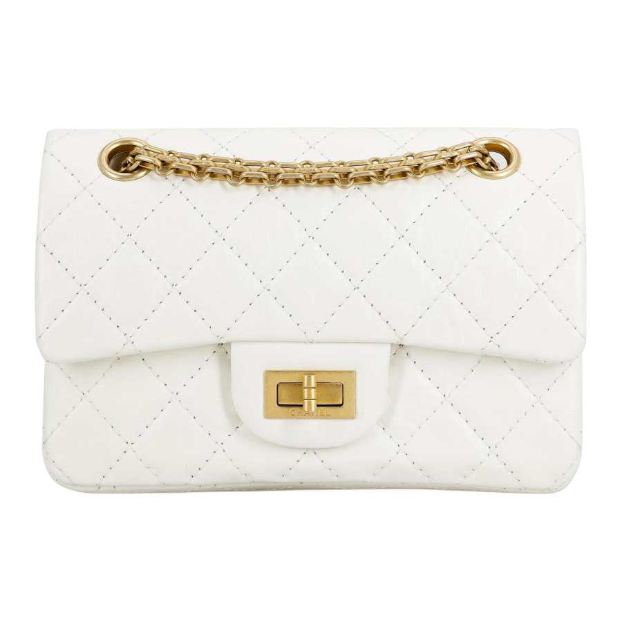 CHANEL 2.55 Calfskin Shoulder Bag, Crossbody Bag Mini Women's White