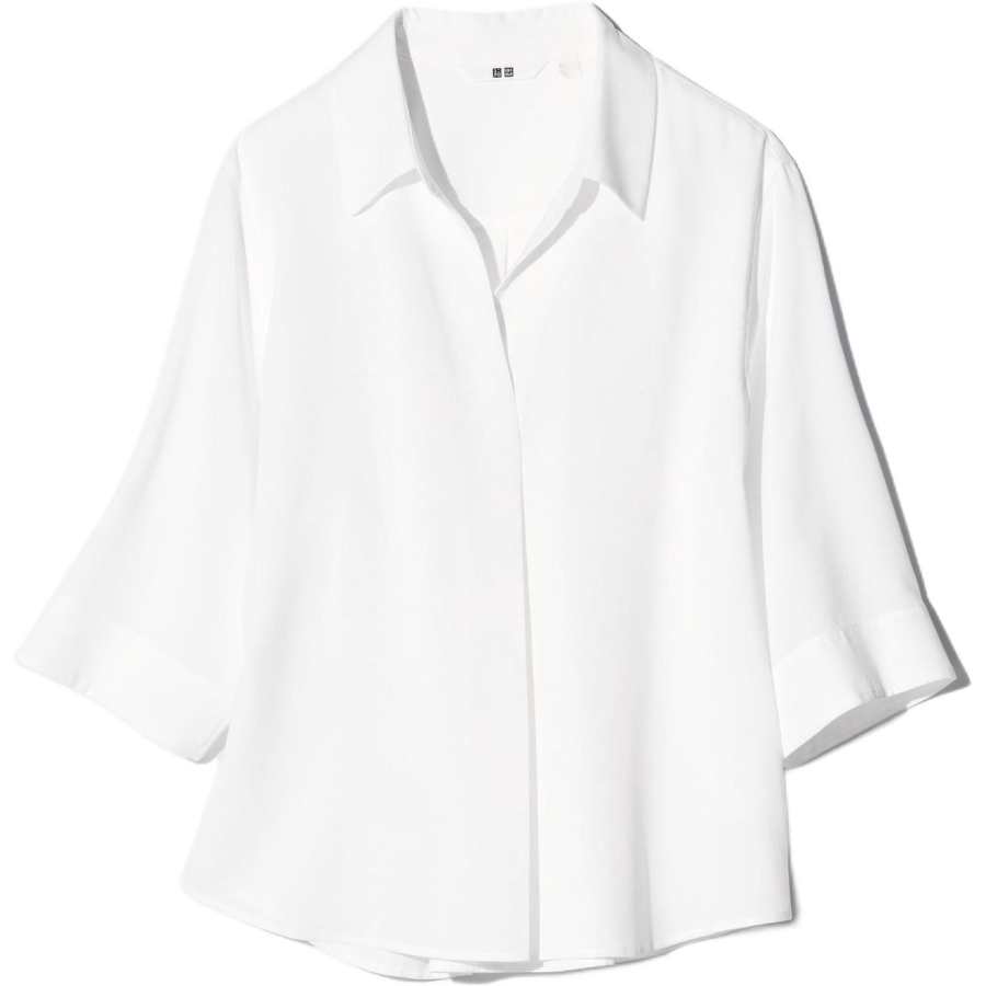 UNIQLO Shirts Women's White Half Open Collar