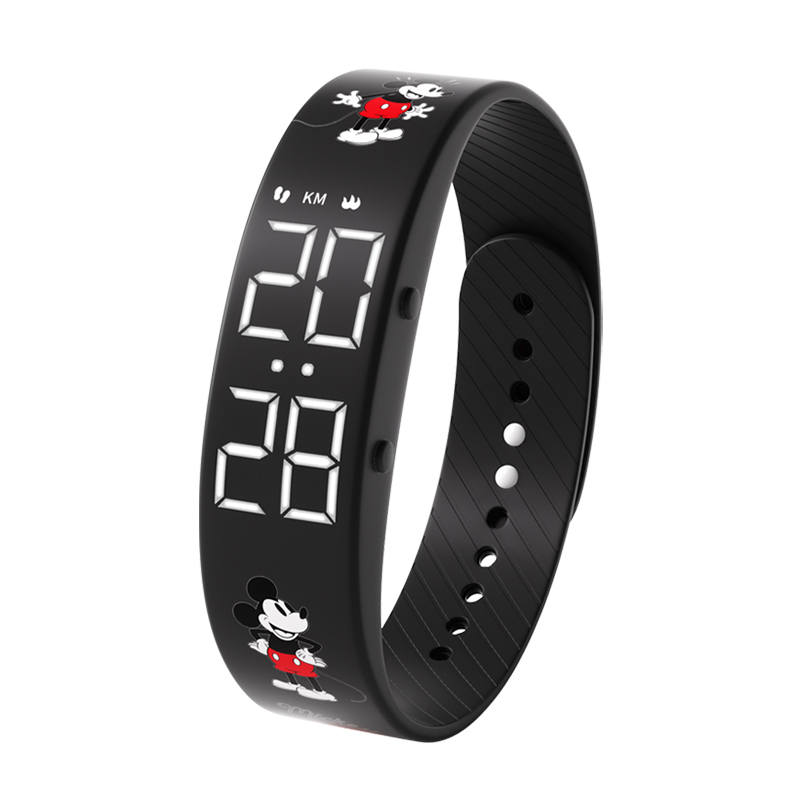 Disney Mickey Mouse Electronic Movement Silicone Strap Watch Unisex Black Dial