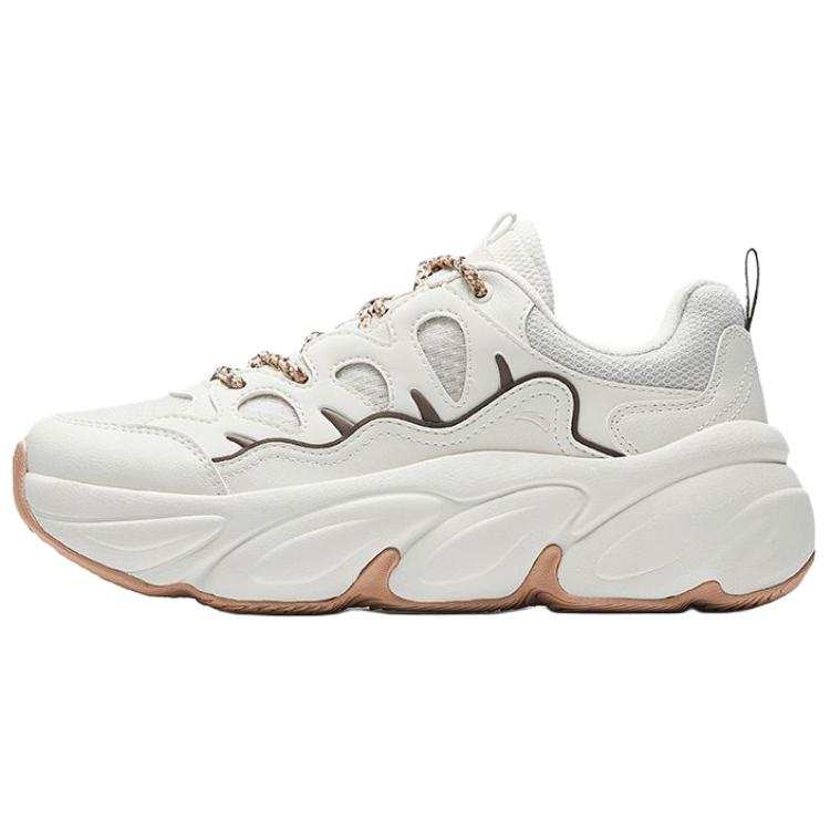 Anta Breathable Lightweight Height Increasing Low top Casual Shoes Women's White Brown