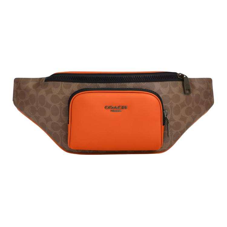 COACH RACER Coated Canvas With Calfskin Fanny Pack Large Men's Pepper Orange