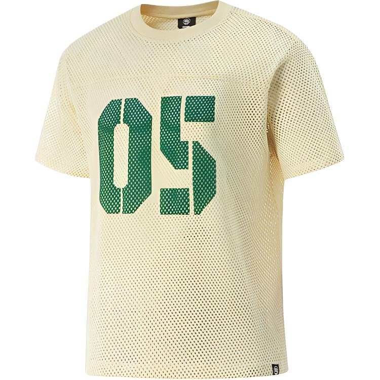 Li-Ning Li Ning T Shirts Men's Beige Apricot Crew Neck Moderate Straight Fit