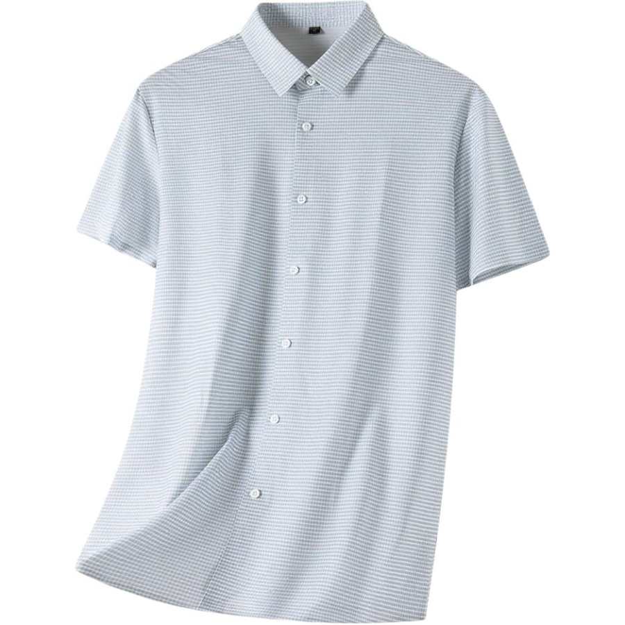 Hodo Shirts Men's Gray Plaid Lapel Thin Shirt