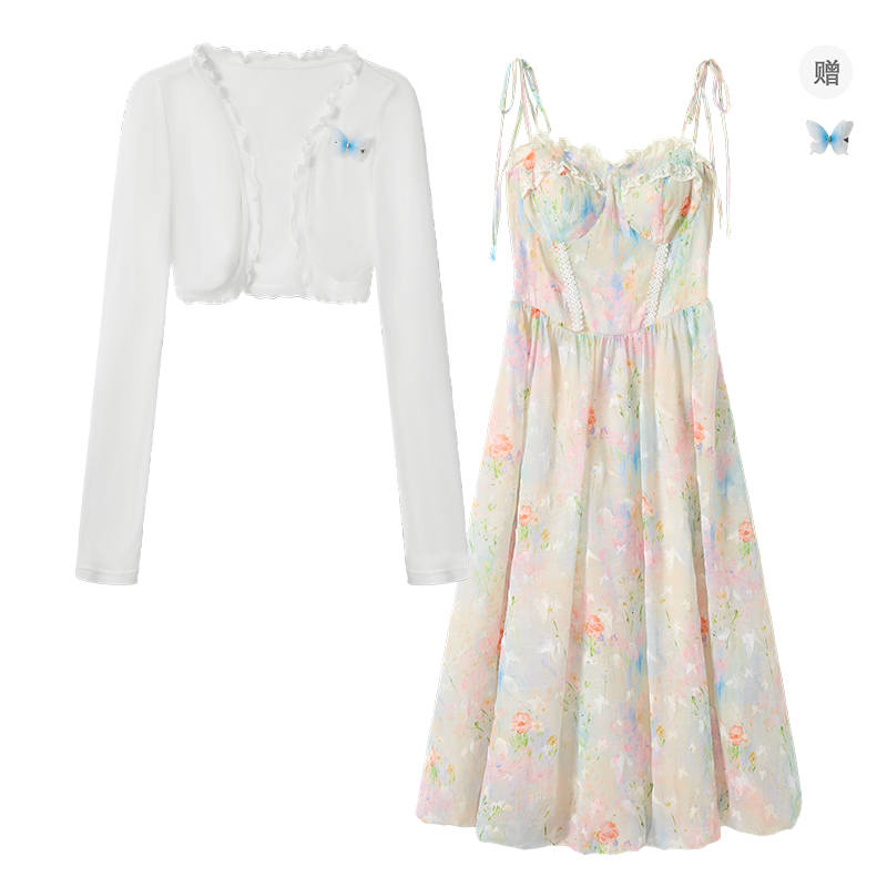 FABRIC PIG Two Piece Skirt Sets Women's Collarless Thin Long