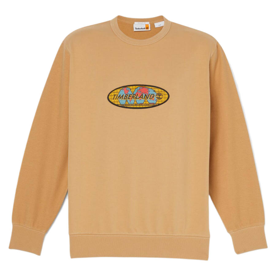 Timberland Sweatshirts Unisex Beige Yellow Crew Neck Moderate