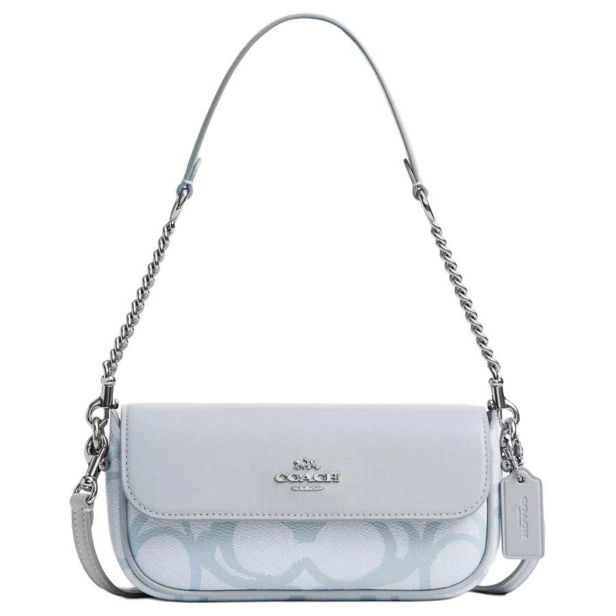COACH Hailey Coated Canvas With Leather Crossbody Bag, Shoulder Bag Small Women's Blue