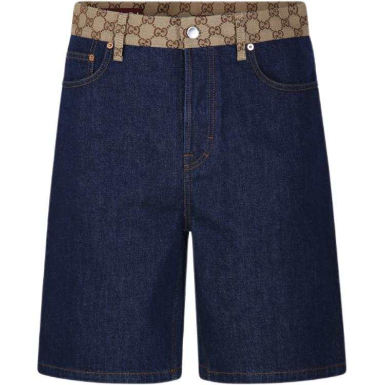 GUCCI Logo Waistband Denim Shorts