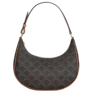 CELINE Ava Cow Leather One Shoulder Handbag Small Women's Tawny