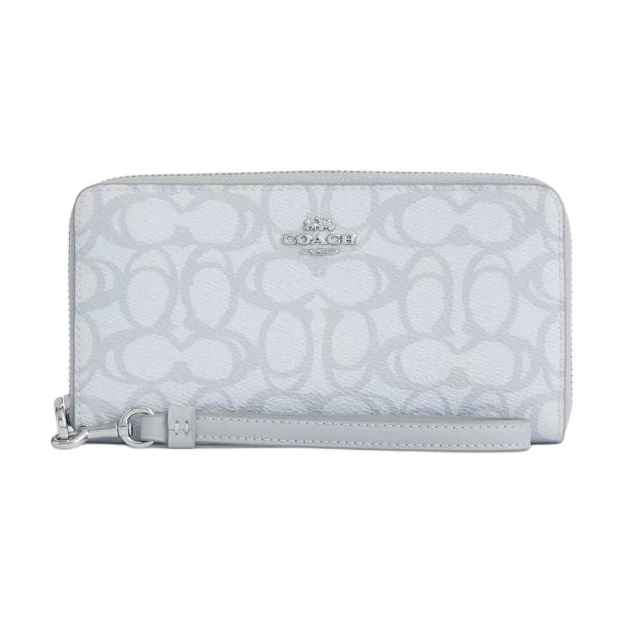 COACH Zip Around Coated Canvas Wallet Small Women's Ice Blue