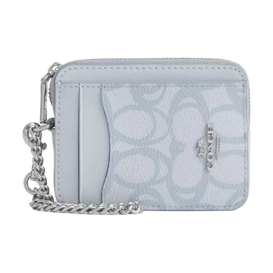 COACH Signature Coated Canvas Card Holder Mini Women's Blue