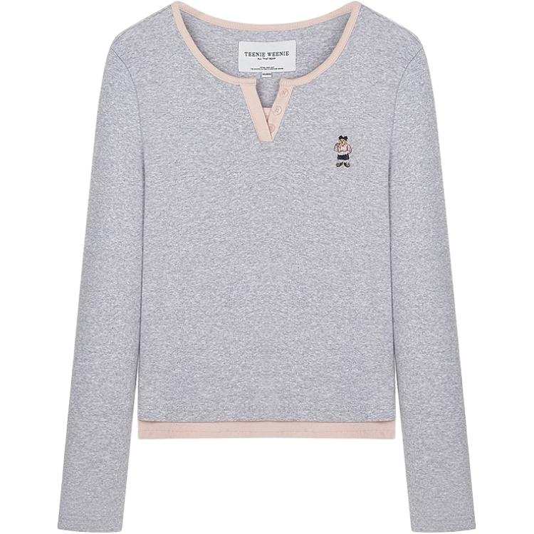 Teenie Weenie T Shirts Women's Henry Collar Moderate Mock Two Piece