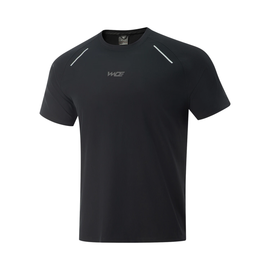 Li-Ning Li Ning T Shirts Men's Black Crew Neck Moderate Straight Fit