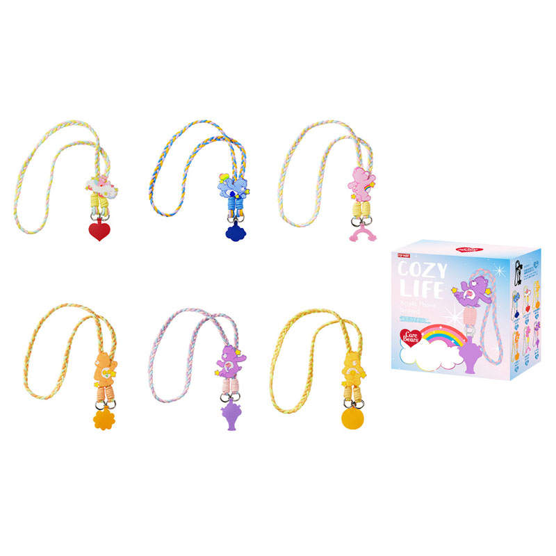 POP MART Care Bears Cozy Life Bear Acrylic Cell Phone Lanyard Mystery Boxes Single Mystery Box/Full Box 6 Pcs
