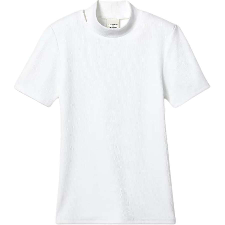 Calvin Klein T Shirts Women's Bright White Stand Collar
